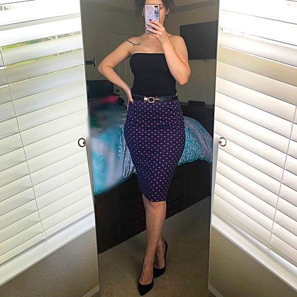 H&M polka dot midi pencil skirt size M - Picture 1 of 7